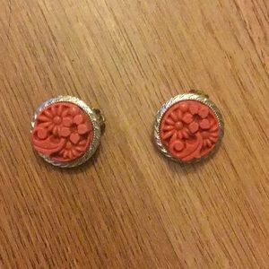 Button Sized Coral Earrings